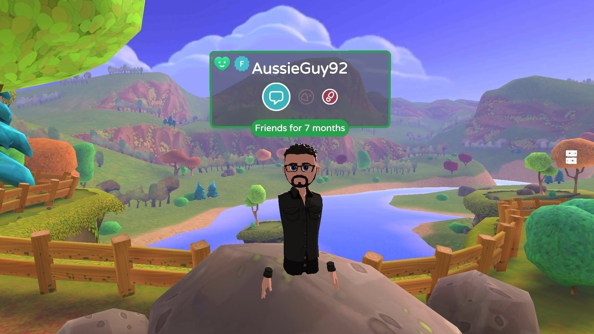 AussieGuy92’s AltspaceVR avatar with the AussieGuy92 nameplate overhead